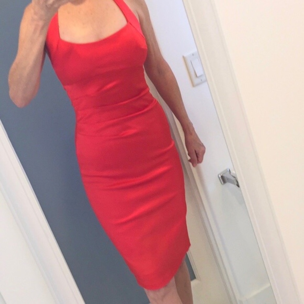 Cache Red Satin Dress Size 6